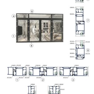 Cửa đi mở quay 4 cánh A65